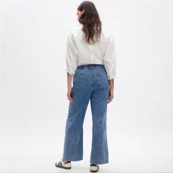 NEW! GAP High Rise Wide Leg Pull On Cargo Jeans - Size XS 🩷 #870134 - Picture 4 of 7